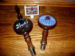 3 Vintage 2 - Sided Beer Tappers - Tap Handles - Stroh 