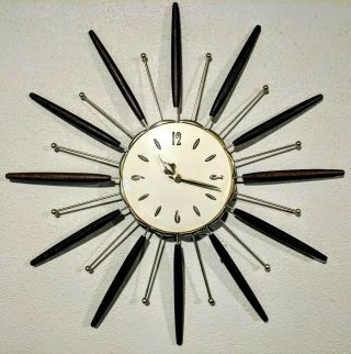 Vtg 60s Robert Shaw Lux Mid Century Modern 26 " Electric Clock Starburst Flower