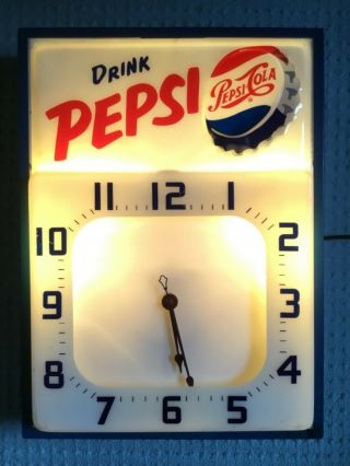 Vintage Pepsi Clock,  1957 " Drink Pepsi " By Relco,