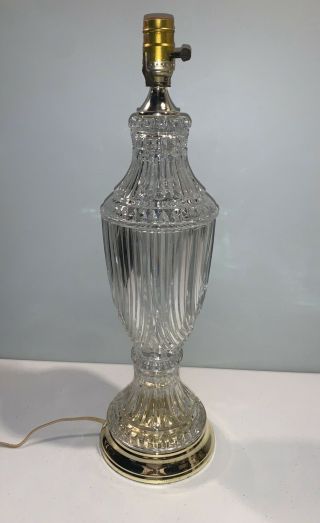 Vintage Crystal Glass And Brass Electric Table Lamp No Chips Or Cracks 21”