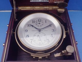 Vintage Hamilton Model 21 Marine Chronometer Full Set U.  S.  Maritime Commission