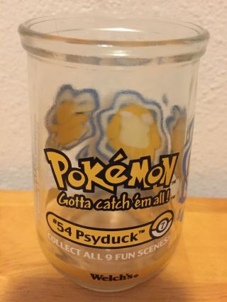 54 Psyduck Pokemon Welch’s Jelly Jam Jar Glass Juice Vintage Nintendo Collector
