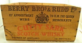 Vintage Berry Bros Cutty Sark Scotch Whiskey 12 Bottle Wooden Crate Box A