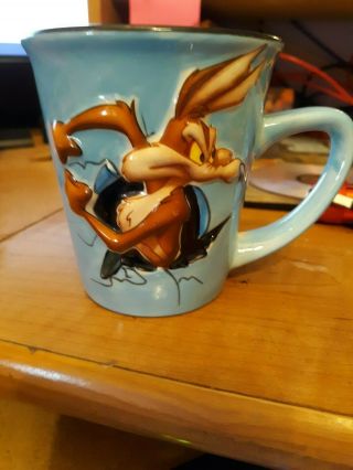 Vintage Looney Tunes Wile E Coyote Ceramic Coffee Mug Cup Xpres Blue 3d Wb