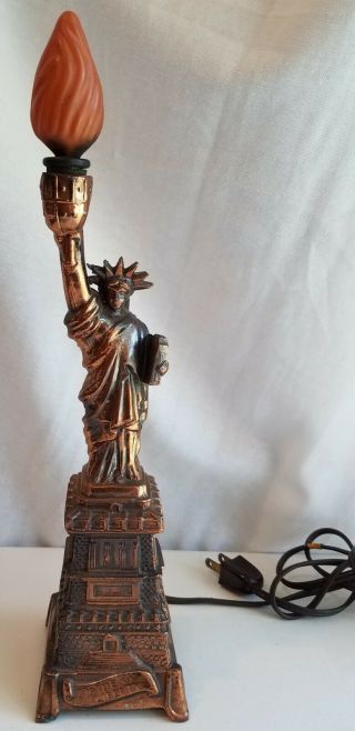 Statue Of Liberty Figural Light Metal Lamp Vintage 13 " Old