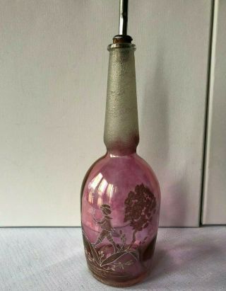 Rare Vintage Mary Gregory Style Glass Barber Bottle - Prohibition Era