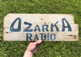 Antique Early 1900s Hand Painted Aafa Ozarka Radio Music Sign Vtg