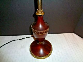 Antique Wood & Brass Signed Pairpoint Desk Lamp Base W/ Finial