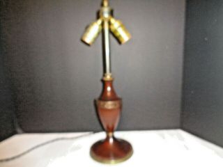 ANTIQUE WOOD & BRASS SIGNED PAIRPOINT DESK LAMP BASE W/ FINIAL 2