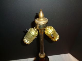 ANTIQUE WOOD & BRASS SIGNED PAIRPOINT DESK LAMP BASE W/ FINIAL 3