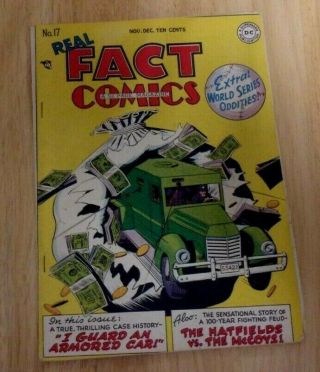 Real Fact Comics 17 Solid Vg,  1948 Jules Verne,  World Series Oddities,  Feud