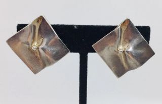 Bjorn Weckstrom Lapponia Finland Vintage Sterling Silver Modernist Clip Earrings