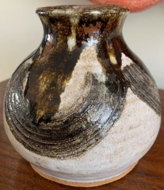 Vintage 70s Ceramic Stoneware Studio Art Pottery Vase Mid Century Modern Signed