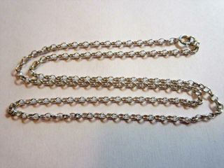 Vintage Sterling Silver 20 " Long Belcher Link Necklace,  Chain - 5.  5g