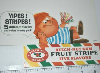 Yipes Stripes Beech Nut Fruit Gum Vintage Store Display Sign Boy Fold Cut Out