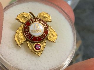 Storz Brewing Co.  14k Gold Ruby 15 Years Of Service Award Pin.  Pin.