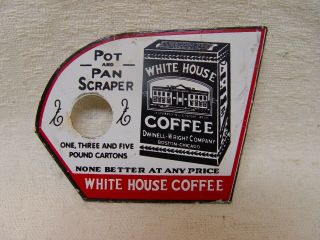Vintage White House Coffee Tin Metal Advertising Kitchen Pot & Pan Scraper