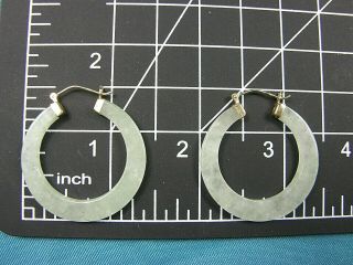 VINTAGE Marked 14k & 585 gold Jade Hoop earrings Pair Ex 2