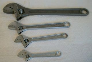 4 Vintage Adjustable Wrench Proto Crescent Fuller Truecraft 6 " 8 " 10 " 15 "