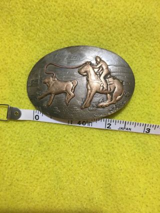 Comstock Silversmith German Silver Trophy Belt Buckle Rodeo Calf Roping Champion