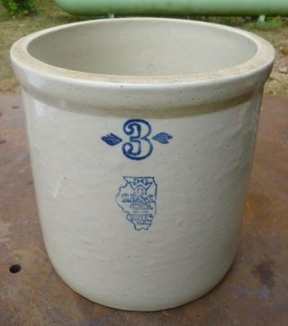 Vintage 3 Gallon Whitehall Stoneware Crock Made By S.  P.  &s.  Co.  Whitehall,  Il