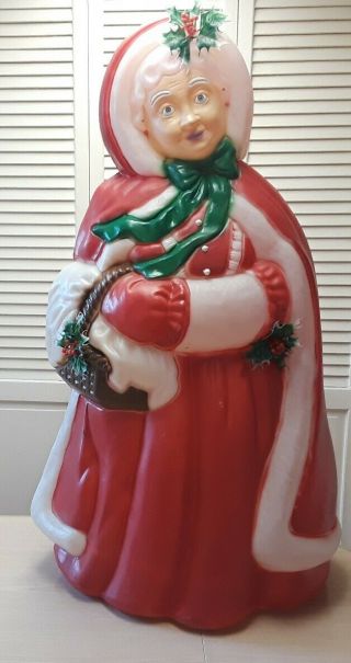 Christmas Victorian Mrs.  Santa Claus W/ Holly Blow Mold 40 " Ht.  - Vtg - W/ Cord
