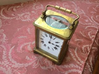 Vintage Antique Brass Carriage Clock In Good Order With Key
