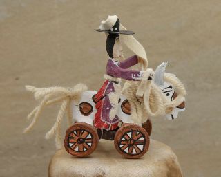 Navajo Folk Art - Cowboy & Horse With Wheels Ornament - Delbert Buck - Native American