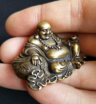 Chinese pure brass maitreya Buddha Small statue 3