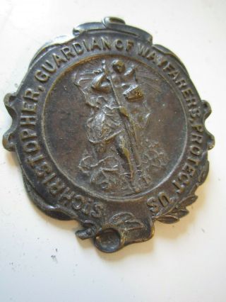 Antique 2 " Saint Christopher Medal Pin