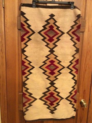 Vintage Hand Woven Mexican Latin American Southwest Weaving Wool Rug