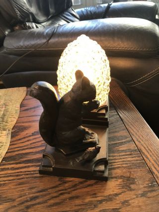 Vintage Art Deco Nuart Creations Squirrel & Bird Figural Tv Lamp Frankart Era