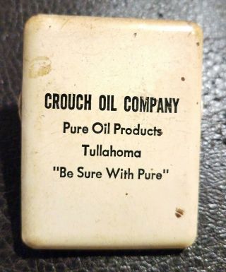 Pure Oil Advertising Metal Paper Clip Crouch Oil Company Tullahoma Tennessee