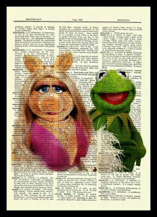 Kermit The Frog & Miss Piggy The Muppets Dictionary Art Print Picture Poster