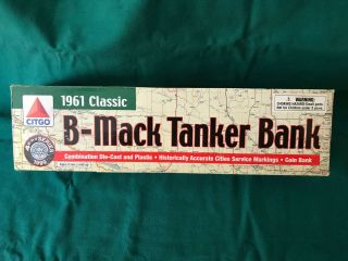1999 Vintage Citgo 1961 Classic B Mack Tanker Bank Die Cast & Plastic -