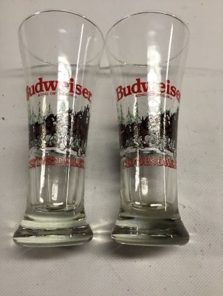 Set Of Two Budweiser Pilsner Beer Glasses With Clydesdales Horses