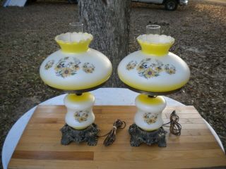 Vintage Gone With The Wind Gwtw Pair Lamps Yellow Daisies