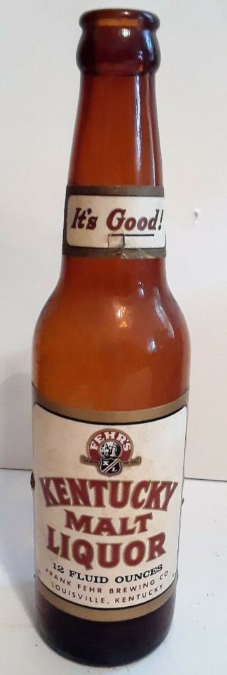 Kentucky Malt Liquor 12oz Amber Glass Beer Bottle W/paper Label