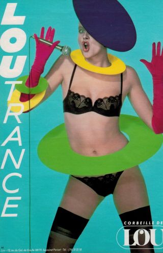 1983,  Lou : Sexy Woman Hosiery,  Bra & Panty French Print Ad