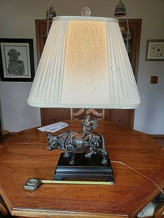 Frederick Cooper Statue Table Lamp Asian Boy Riding Water Buffalo Playing Flute
