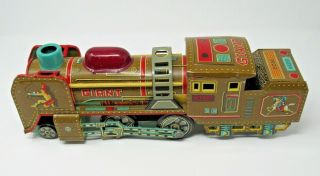 Vintage Tin Toy Litho Train Engine Friction Giant 15.  5 " Shioji / Sss 1950 