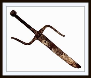 Antique Chinese Iron Short Sword Dagger Mace Sword Catcher & Breaker Rare