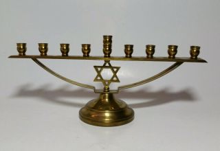 Vintage Brass Plated Menorah With Star Of David Judaica Shabbat