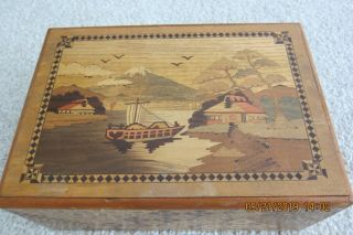 Vintage Japanese Wood Puzzle Box - 7 Step With Chimed Drawer