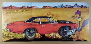 1969 Plymouth Roadrunner 383 Car Road Runner Cartoon Art Vintage Print Ad