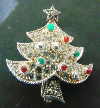 Vintage Judith Jack Hallmark Sterling Silver Marcosite Christmas Tree Brooch