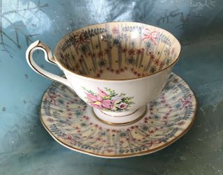 Vintage Queen Anne Royal Bridal Gown Footed Tea Cup & Saucer Perfect