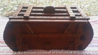 Tramp Art Wood Box Antique Mahogany Folk Mission Art & Crafts Handmade