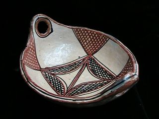 Antique Indian Polychrome Painted Pottery Serving Bowl Isleta Zuni Hopi Pueblo