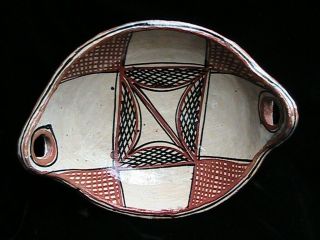 Antique Indian Polychrome Painted Pottery Serving Bowl Isleta Zuni Hopi Pueblo 2